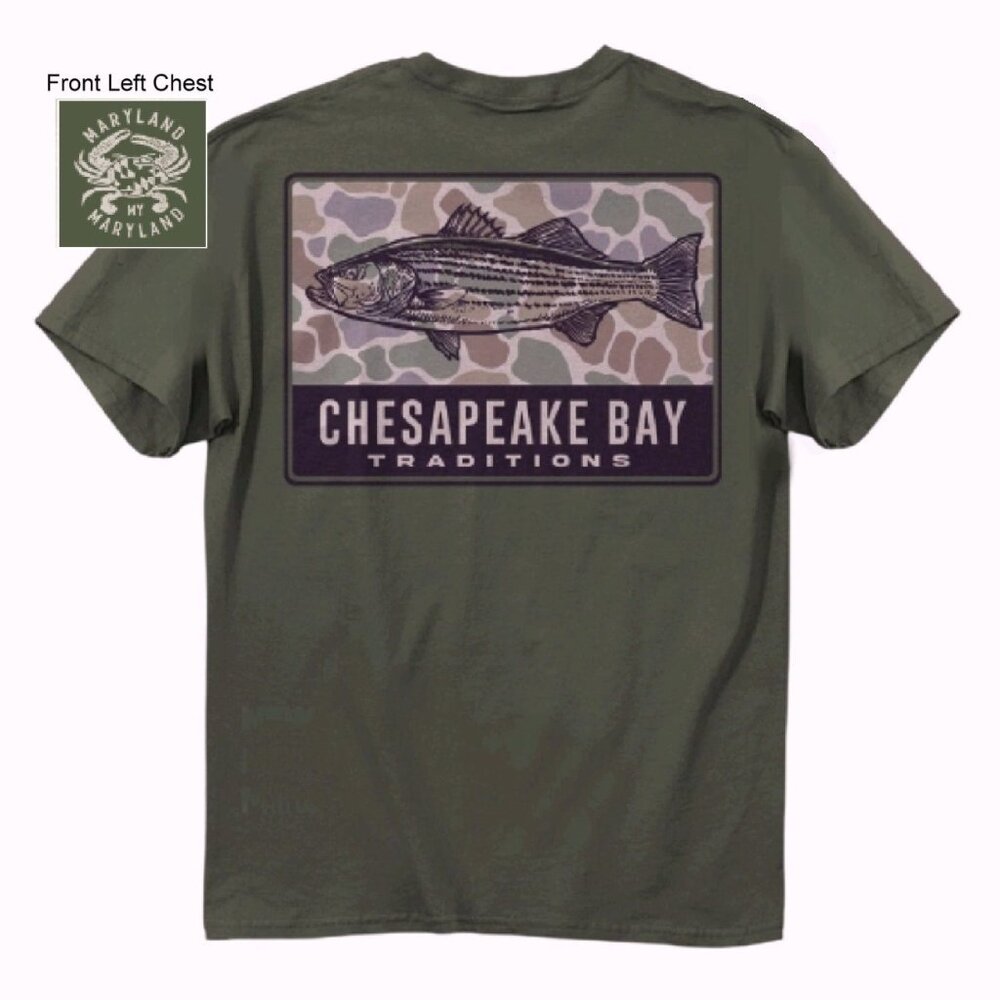 Chesapeake Bay Rockfish Camo Short Sleeve T-Shirt NEW Fast Ship